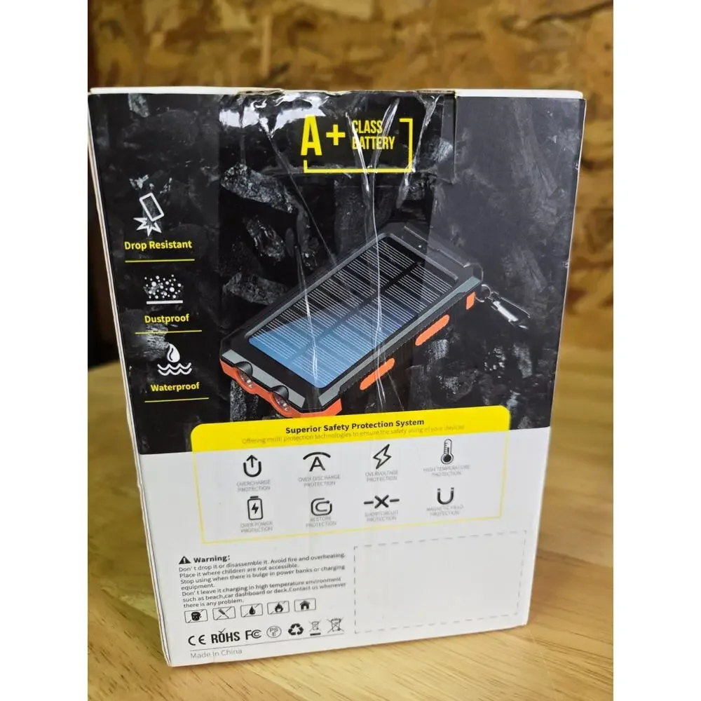 SAFE SPEED OUTDOOR PROTECTION SOLAR POWER BANK iOS Android Waterproof